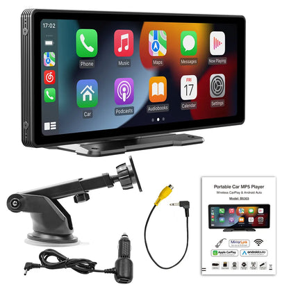 10.26" Portable CarPlay & Android Display – Wireless Touchscreen Car Stereo with Bluetooth, GPS & AUX
