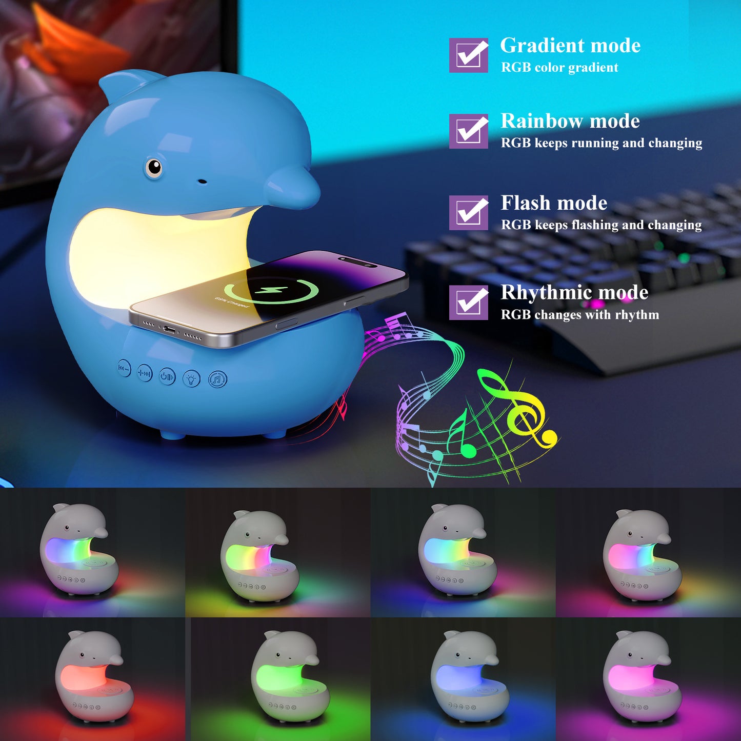 Dolphin Wireless Charging Lamp
