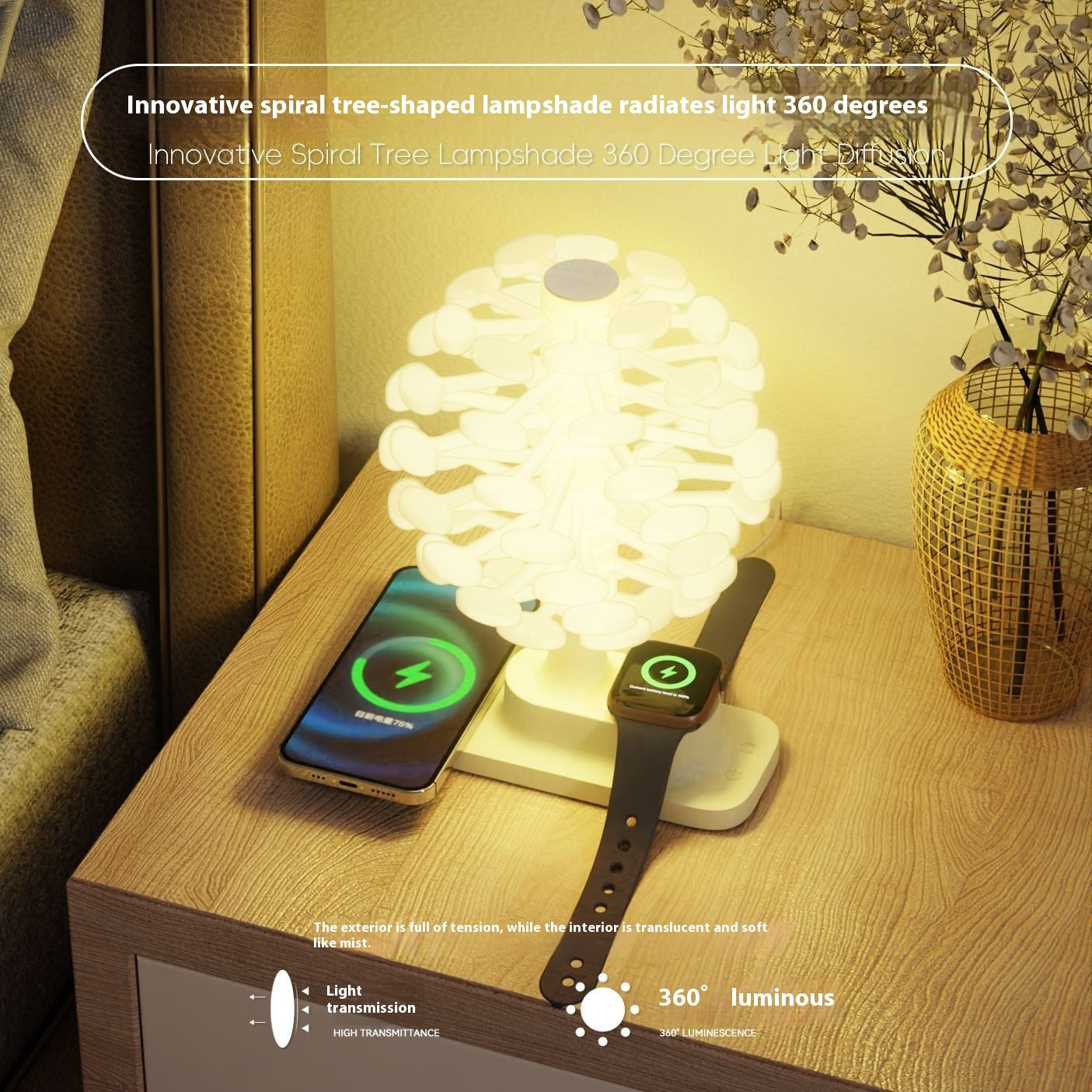 Wireless LED Dual Charging Table Lamp
