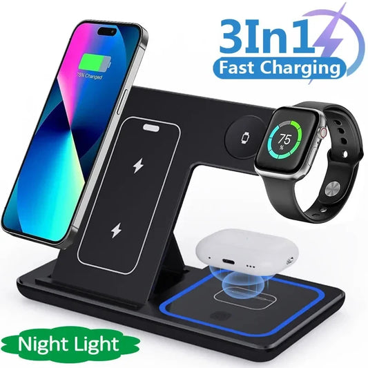 3 In 1 LED Fast Wireless Charging Station